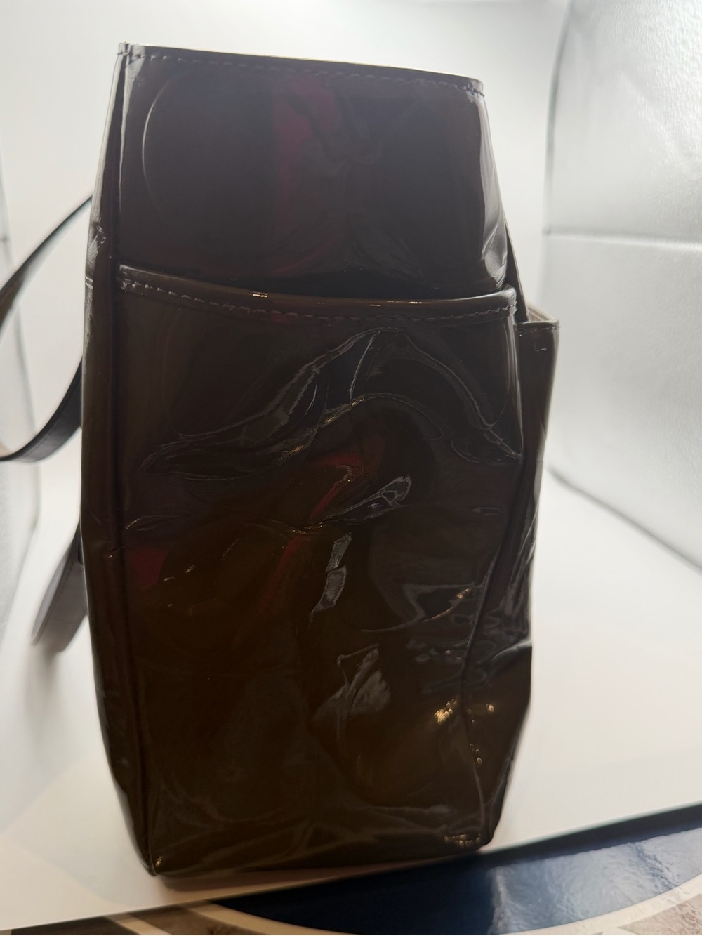 Coach Zoe Large Olive Green Patent Leather Signature Hobo Bag Tote F14709 - Picture 7 of 10